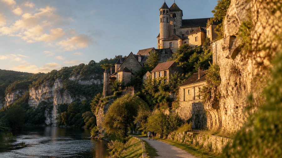Ambiance romantique inspirée de Saint-Cirq-Lapopie et du chemin de halage