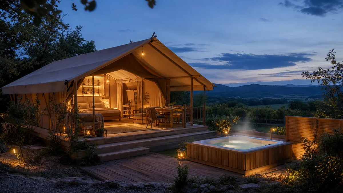 Illustration du guide Top 10 des tentes avec spa ou jacuzzi privatif en France