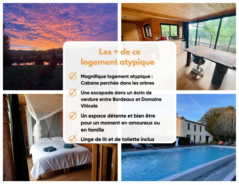 Cabane dans les arbres Cabane perchée - lac privé, spa & nature en Gironde avec sauna