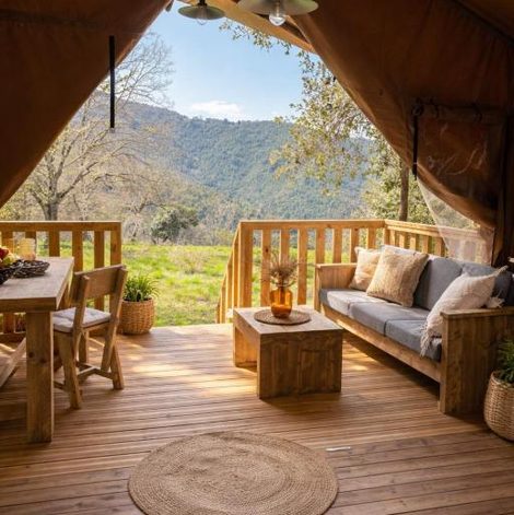 Tente Éco-lodge, tente au cœur d'une forêt nourricière en Haute-Corse avec terrasse