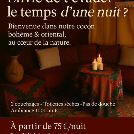 Tente grangeon des milles et une nuit dans l’Ain avec terrasse