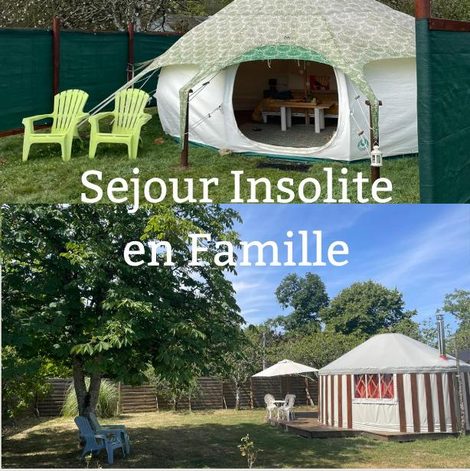 Yourte Séjour insolite en Familles, Yourte & Tente Lotus dans l’Indre avec terrasse